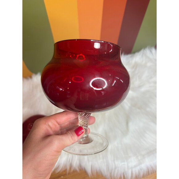 Empoli ruby red candy dish glass apothecary container - Picture 4 of 6